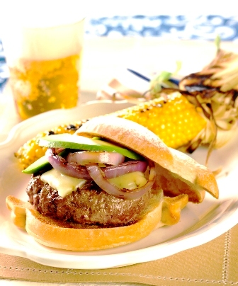 Mexican Stout Burgers with Grilled Onions and Avocado